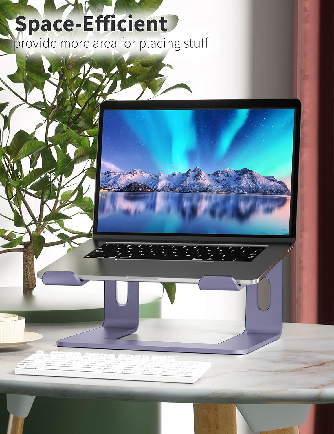 Ergonomic Aluminum Laptop Stand - Stylish Purple Riser for 10-15.6" Notebooks - Elevate Your Workspace!