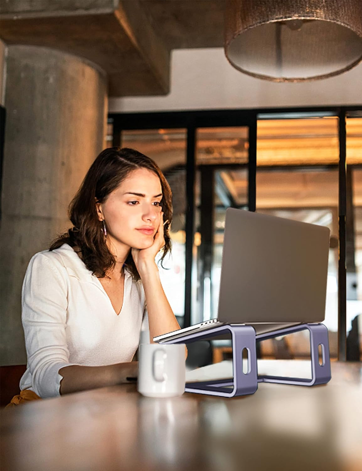 Ergonomic Aluminum Laptop Stand - Stylish Purple Riser for 10-15.6" Notebooks - Elevate Your Workspace!