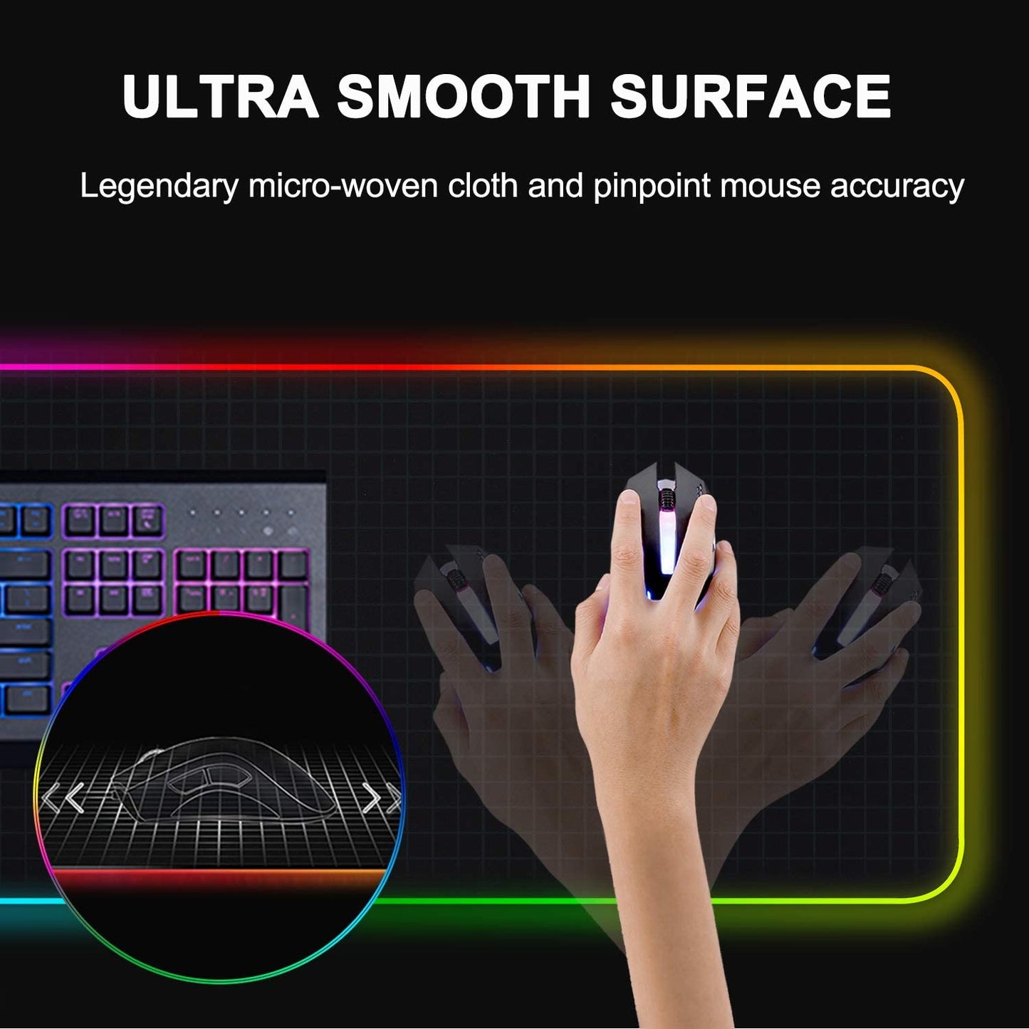 Ultimate RGB Gaming Mouse Pad - 14 Dynamic Lighting Modes, Extra Large 31.5" x 11.8", Anti-Slip Rubber Base & Waterproof Surface for Enhanced Gaming Experience