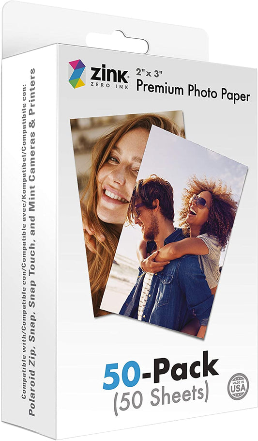 Premium Instant Photo Paper 2"x3" (50 Pack) - Perfect for Polaroid Snap, Snap Touch, Zip & Mint Cameras and Printers