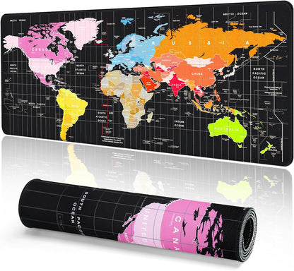 Ultimate XXL Gaming Mouse Pad - 35.4"x15.7" Non-Slip Waterproof World Map Design, Perfect for Gamers, Home & Office Use