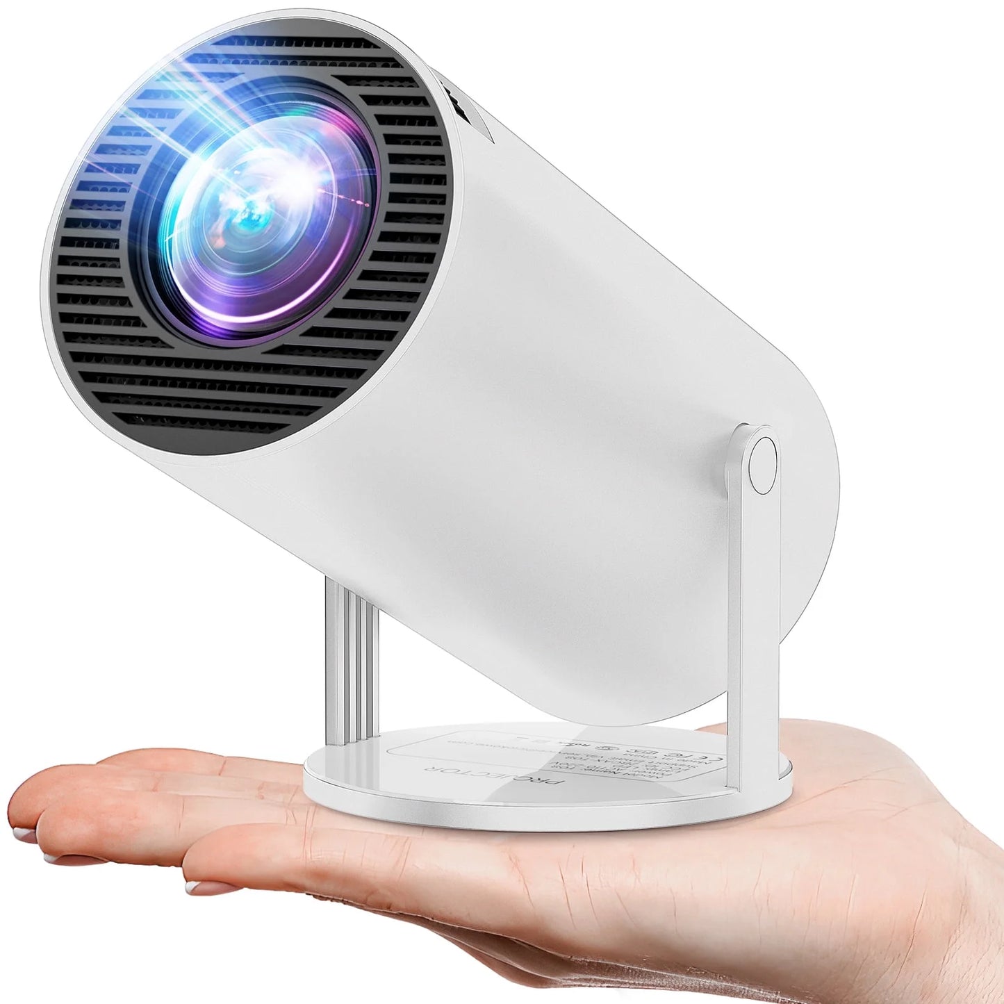 4K Mini Smart Projector - Compact Movie Experience, Phone Compatible - Sleek White Design