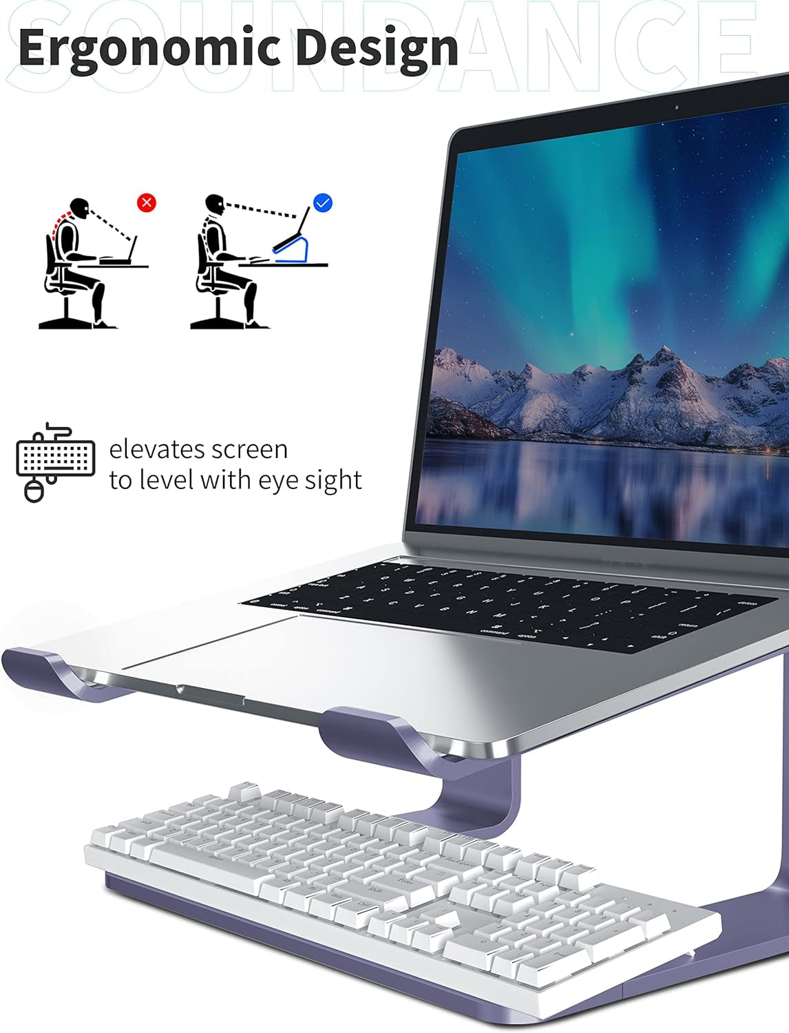 Ergonomic Aluminum Laptop Stand - Stylish Purple Riser for 10-15.6" Notebooks - Elevate Your Workspace!