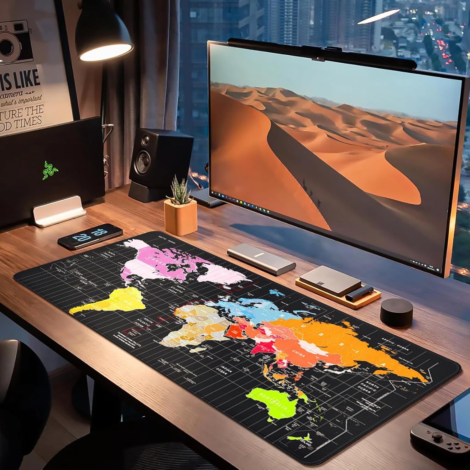 Ultimate XXL Gaming Mouse Pad - 35.4"x15.7" Non-Slip Waterproof World Map Design, Perfect for Gamers, Home & Office Use