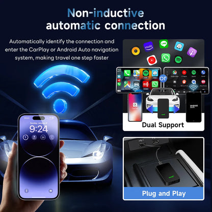 5.0 2Air Mini Wireless Android Auto Wired to Wireless Carplay Adapter Smart Car Navigation Box 5G Wifi BT Auto-Connect