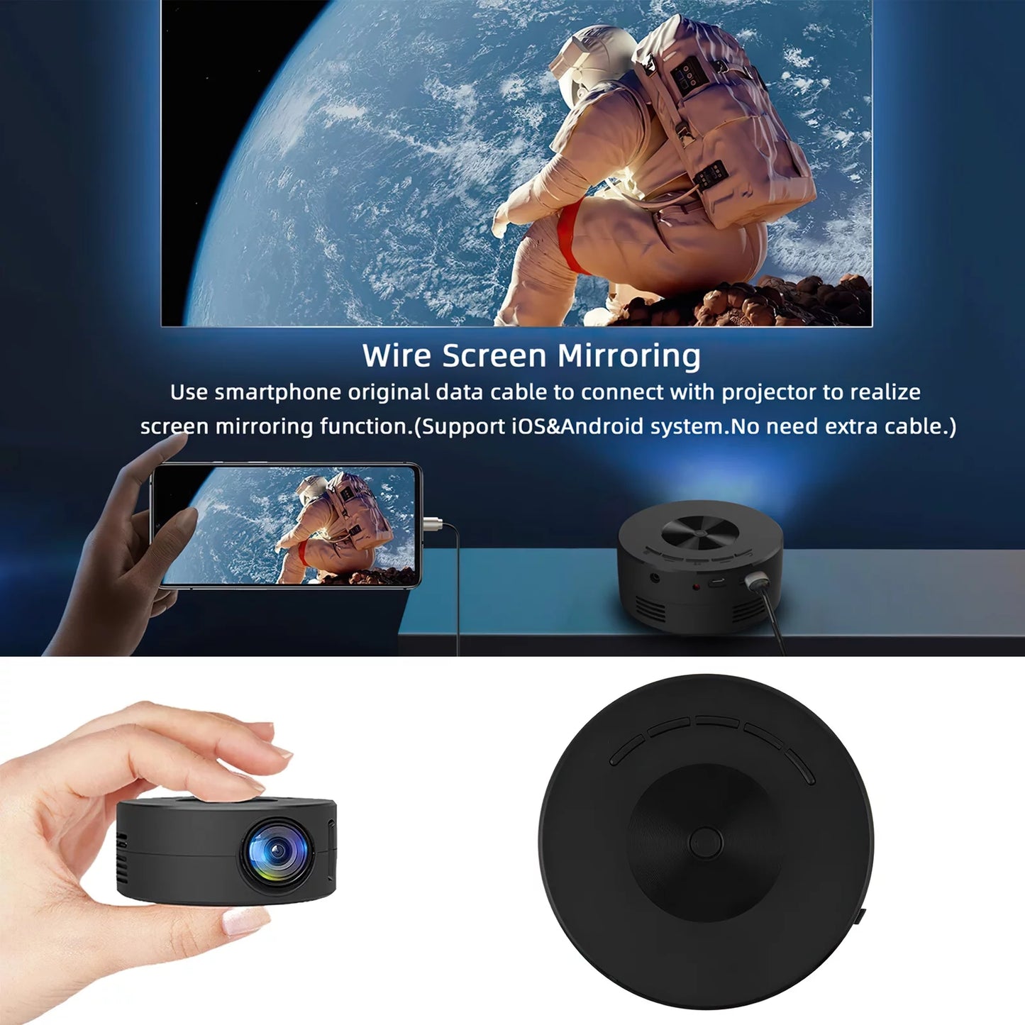 High-Definition Mini Projector 1920x1080P - Portable LED Home Theater with Remote Control