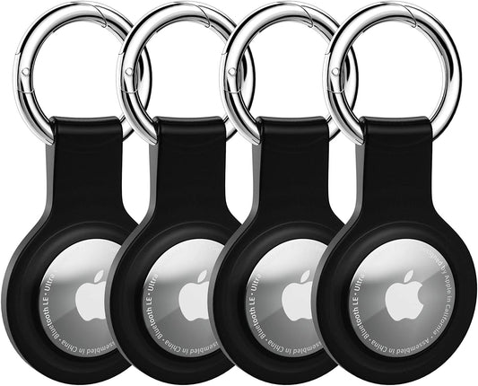 Premium 4-Pack Silicone Airtag Cases - Stylish Protective Covers for Keychain Holders - Compatible with Airtag Tracker Finder - Black