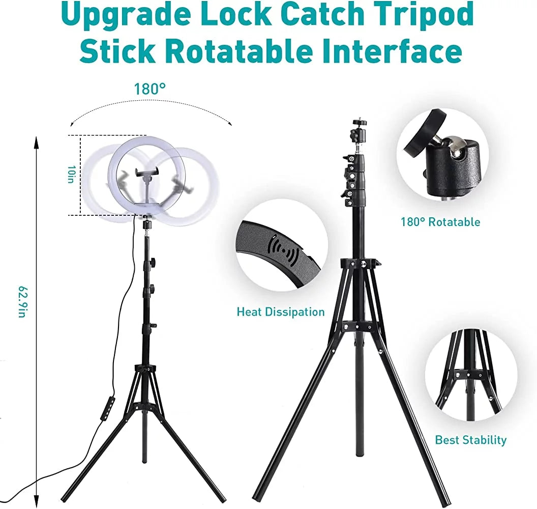 13" RGB Selfie Ring Light with Tripod & Phone Holder - 26 Modes, 10 Brightness Levels, 120 Dimmable LED Bulbs for Live Streaming, Makeup, YouTube Videos, and Photography