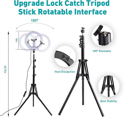 13" RGB Selfie Ring Light with Tripod & Phone Holder - 26 Modes, 10 Brightness Levels, 120 Dimmable LED Bulbs for Live Streaming, Makeup, YouTube Videos, and Photography