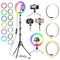 13" RGB Selfie Ring Light with Tripod & Phone Holder - 26 Modes, 10 Brightness Levels, 120 Dimmable LED Bulbs for Live Streaming, Makeup, YouTube Videos, and Photography