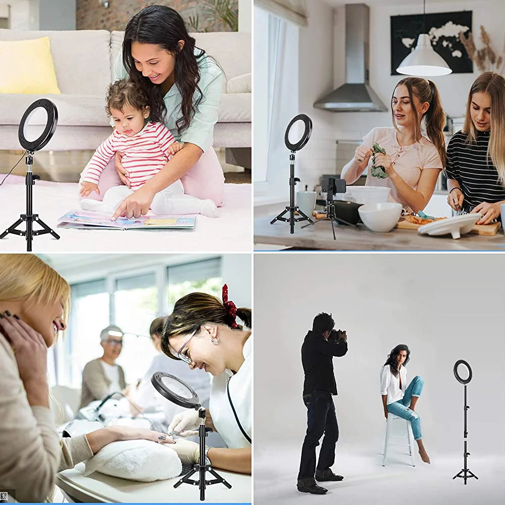 13" RGB Selfie Ring Light with Tripod & Phone Holder - 26 Modes, 10 Brightness Levels, 120 Dimmable LED Bulbs for Live Streaming, Makeup, YouTube Videos, and Photography